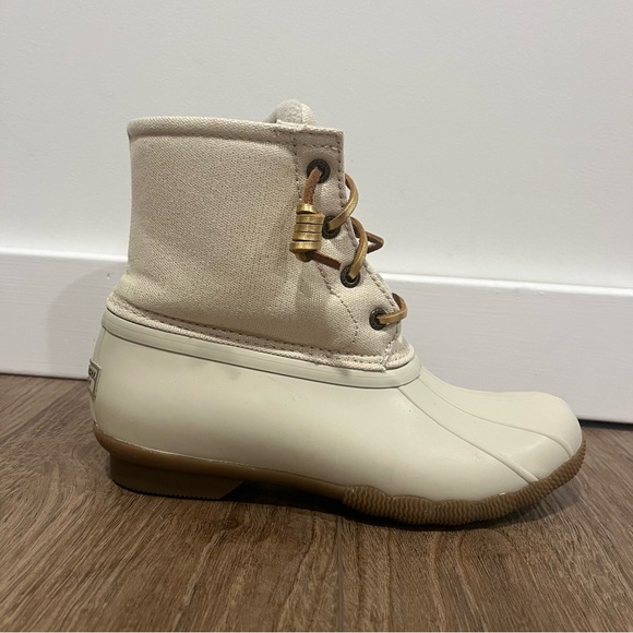 Sperry Duck Boots Cream and Gold Womens Size 6 - Picture 7 of 12